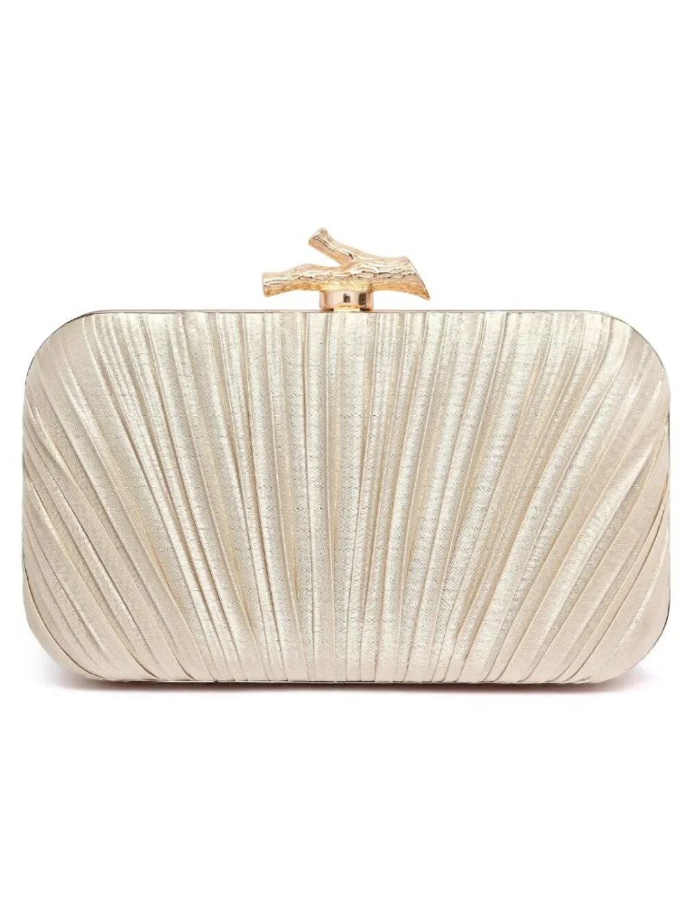 Pleated Satin Evening Clutch with Chain for Prom Wedding Party Formal